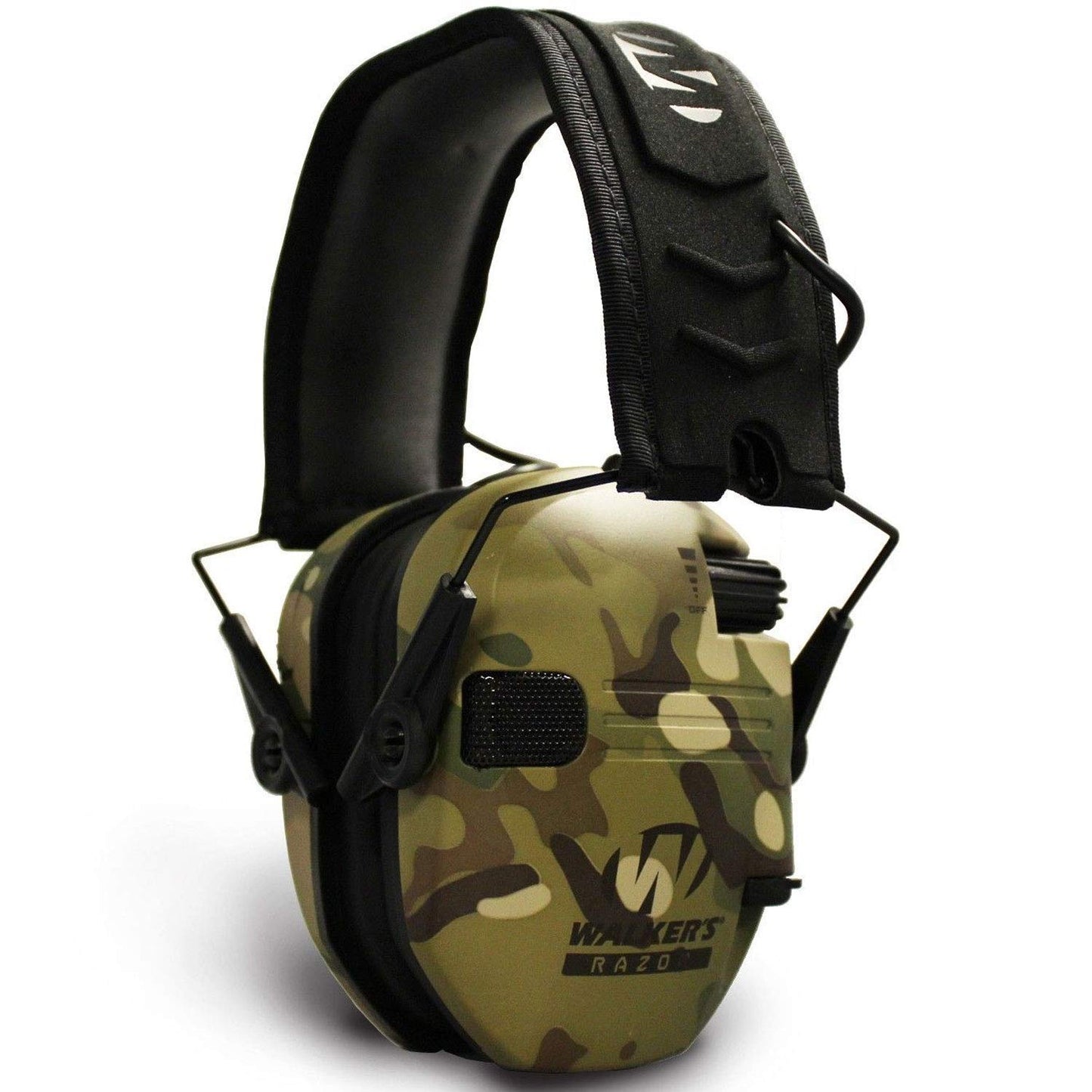 Walker's Razor Slim Shooter Multi-Camo Electronic Hunting Folding Hearing Protection Earmuffs w/ 23dB Noise Reduction & Black Shockproof Carrying Case