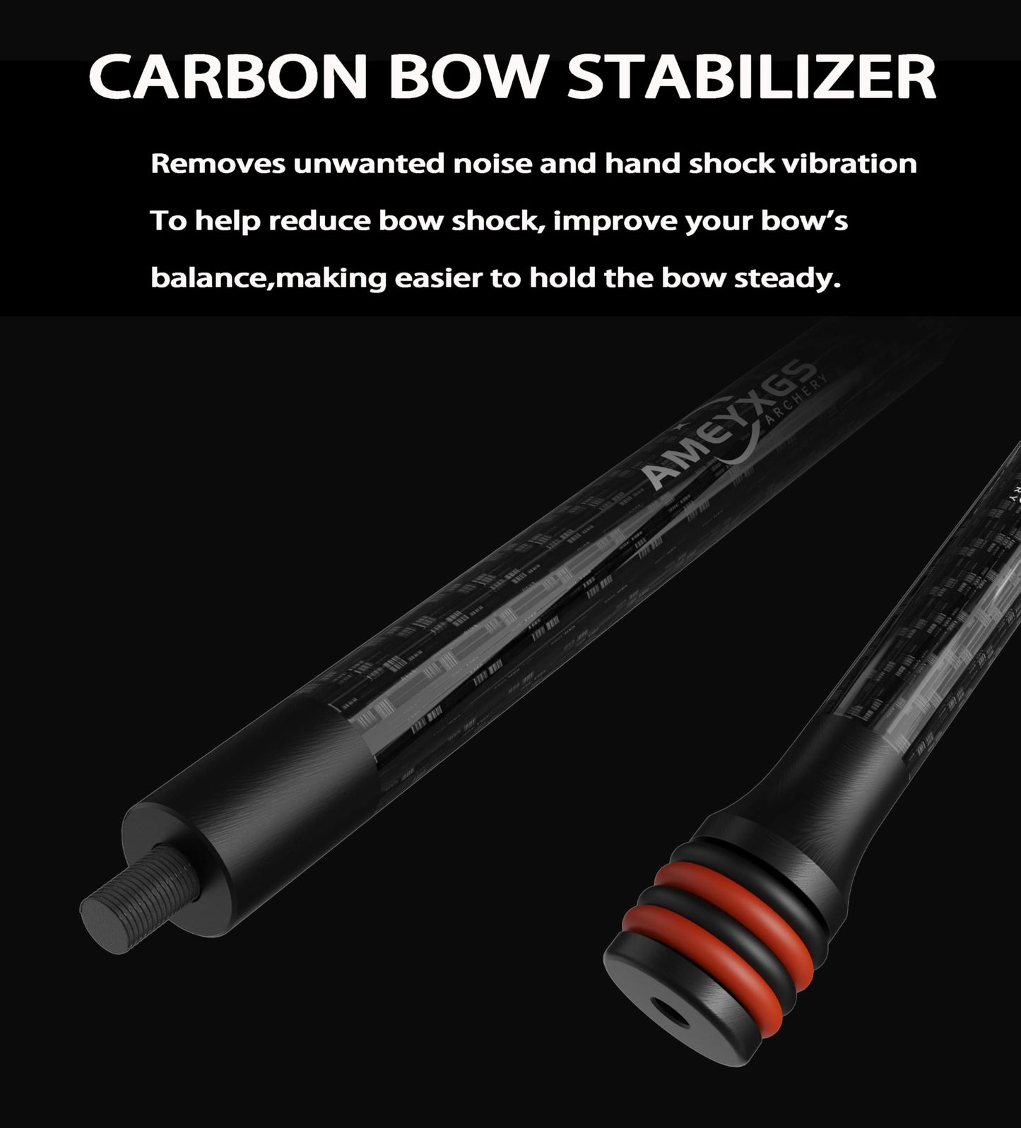 AMEYXGS 6/8/10/12 Inch Archery Bow Stabilizer Carbon Fiber Balance Bar Rod Side Rod Stabilizer Dampen Weight for Compound Bow Recurve Bow Accessory (Green, 10 Inch)