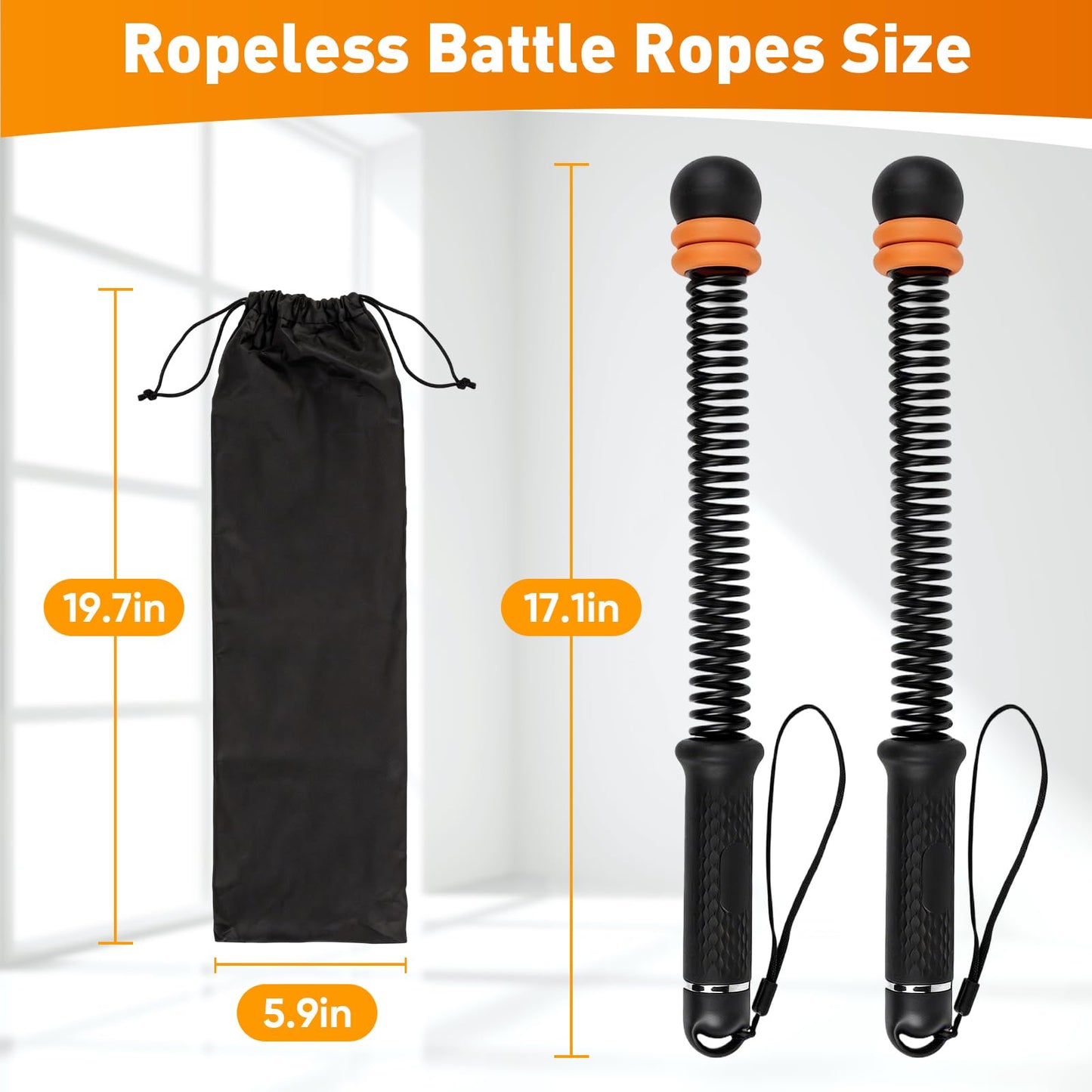 Adjustable counter weight Cordless Battle Ropes,Heavy Duty Portable Ropeless Battle Ropes for Home Gym,Workout Exercise Rope for Strength Building, HIIT and Low-Impact Aerobic Training for Men & Women