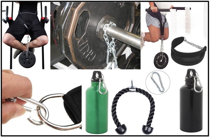 Branded Boards Black & Silver Zinc-Galvanized Heavy Duty Bushcraft Carabiner Spring Snap Clip Link Hooks 200-500lb Load 2, 6 & 12 Packs (Black-7cm-12 Pack)