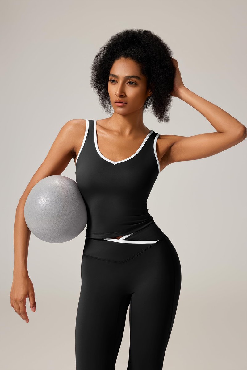 RXRXCOCO Workout Sets For Women 2 Piece Gym Yoga Pilates Outfits Active Matching Set Flare Leggings Scrunch Butt Lifting Crop Tank Top Black M