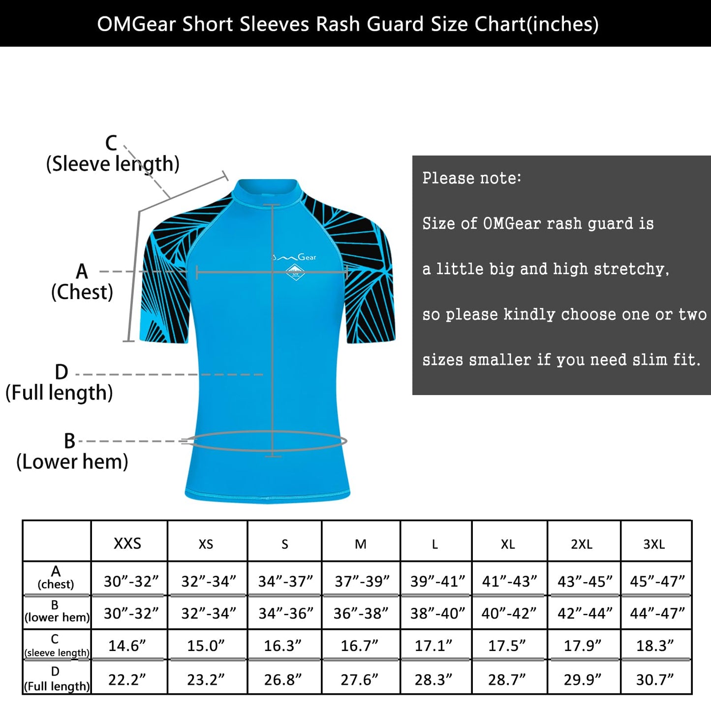 OMGear Rash Guard Swim Shirt Sun Block Short Long Sleeve Surf Tee Swimsuit Top (Blue camo(Short Sleeve), 3XL)