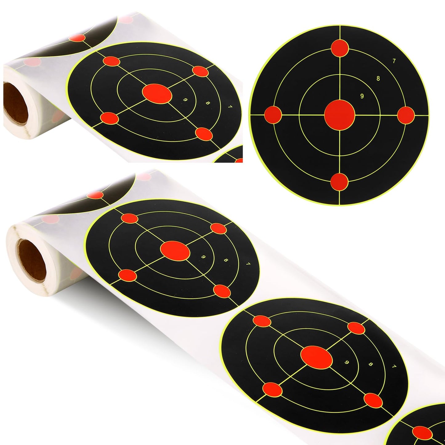 LDHHYH 6 Inch Shooting Targets Stickers, 200 Pcs/2 Rolls Self Adhesive Splatter Target for Shooting Range, Fluorescent Yellow Paper Targets Rifle Target for Practice, Outdoor & Indoor Range Training