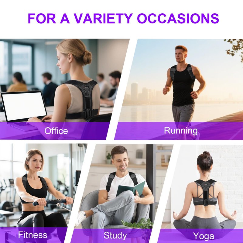 ZINUU Posture Corrector for Women and Men, Upgraded Comfortable Upper Back Brace with Shoulder Pads & 3D Pad, Adjustable Back Straightener Support for Back, Shoulder and Neck (Black-M)