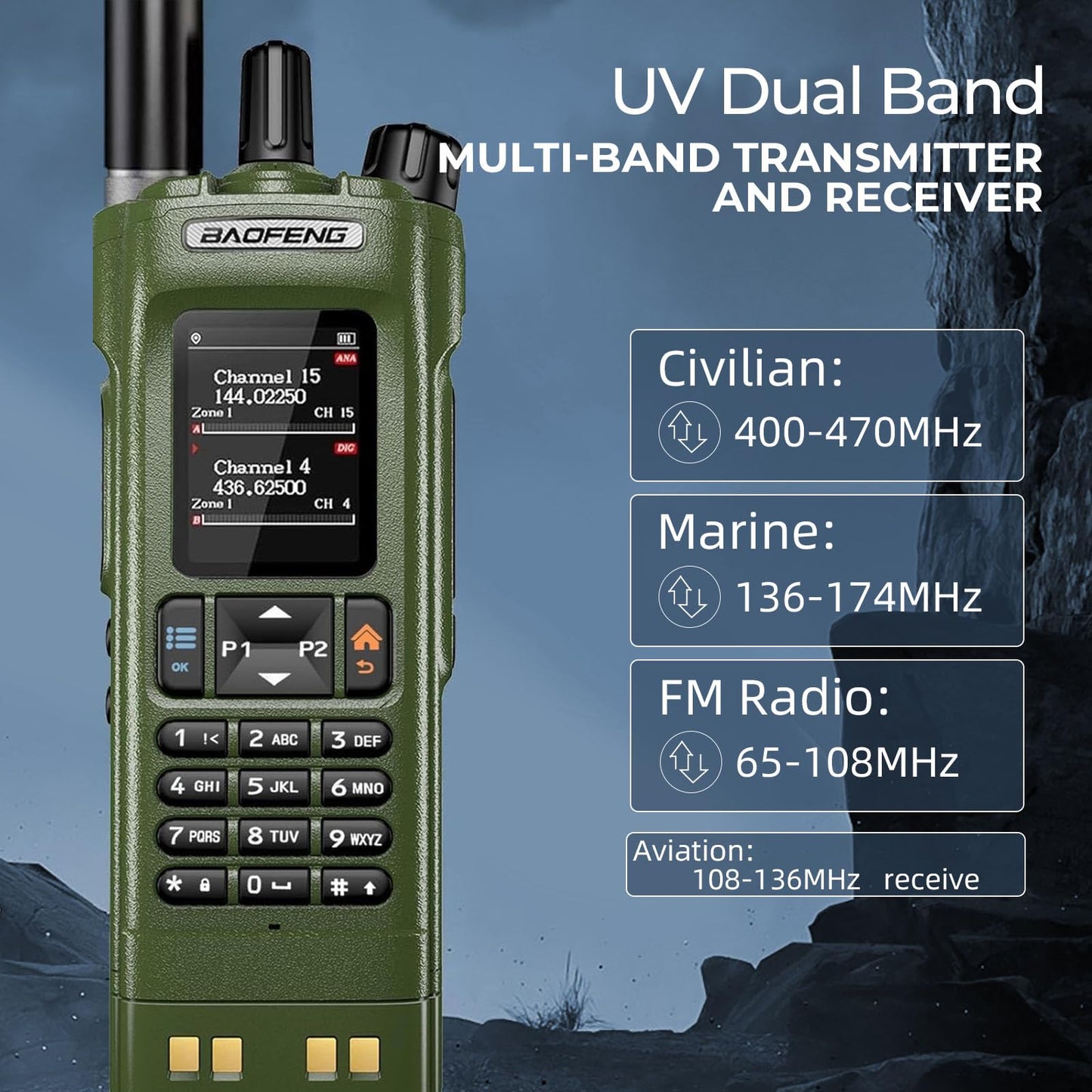 BAOFENG DM32 DM-32UV DMR Radio | Walkie Talkies Long Range | Digital Two-Way Radio | 10W High Power Ham Radio with GPS Positioning | Programming &Type-C Charging | 1PC (2500mAh Battery)
