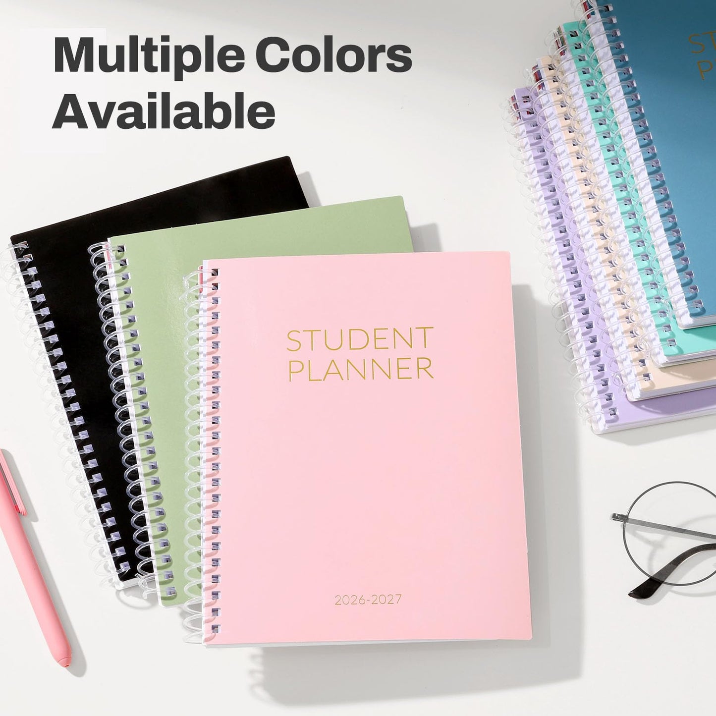 Student Planner 2026-2027, SUNEE Academic Weekly & Monthly Plan Book, Jul. 2026 - Jun. 2027, 6.5"×8.3" Middle & High School Planner, Lesson Plan Book with Week's Goals, Bookmark, Monthly Tabs, Black