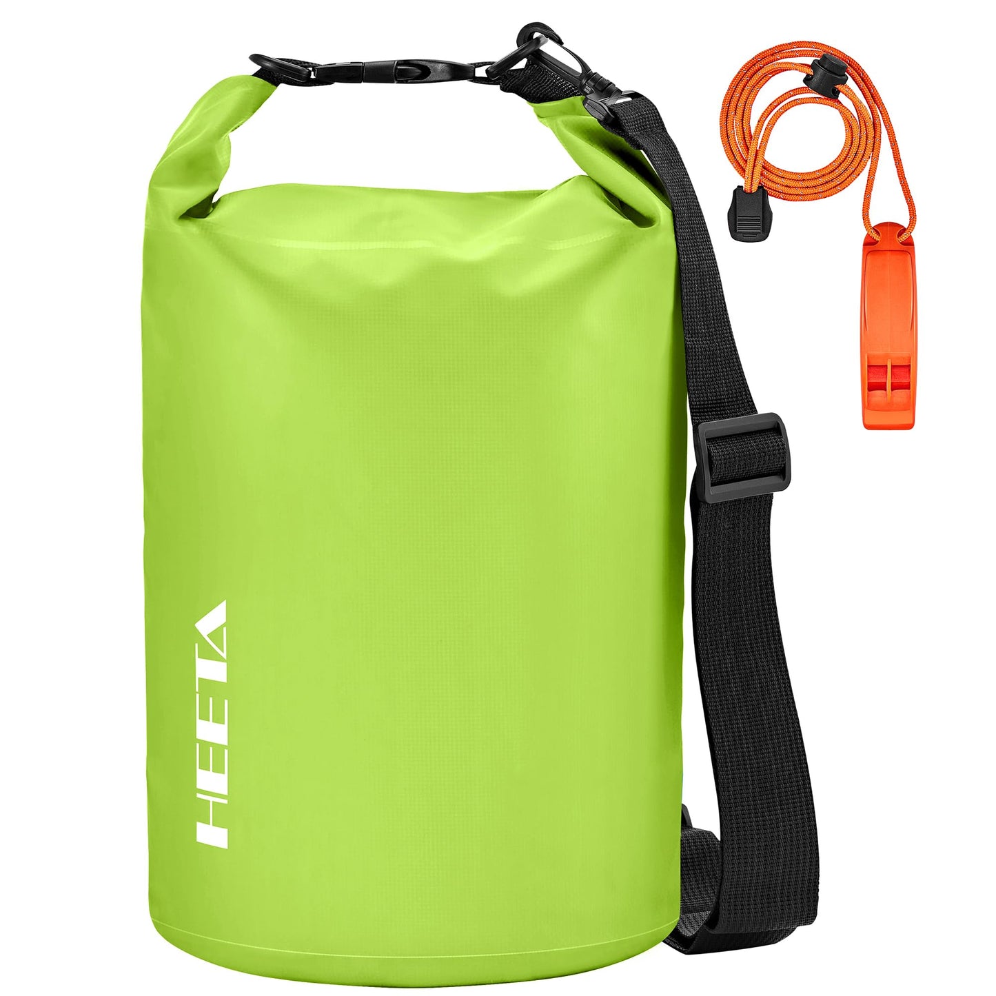 HEETA Waterproof Dry Bag for Women Men, Roll Top Lightweight Dry Storage Bag Backpack with Emergency Whistle for Travel, Kayaking, Boating, Camping, Beach, Cruise Ship Essentials (Lemon Green, 10L)