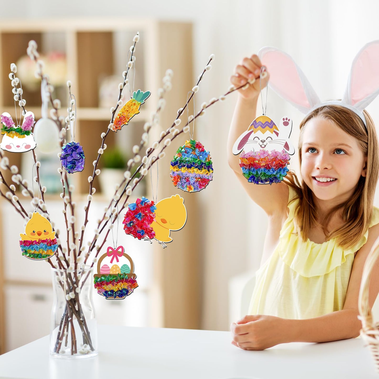 ATFUNSHOP 10 Packs Poke in Crafts Art Easter Basket Stuffers, Mess Free Kids Paper Activites, Easter Gifts for Boys and Girls 4 5 6 7 8 9 Years Old, DIY Eggs & Bunny Toys