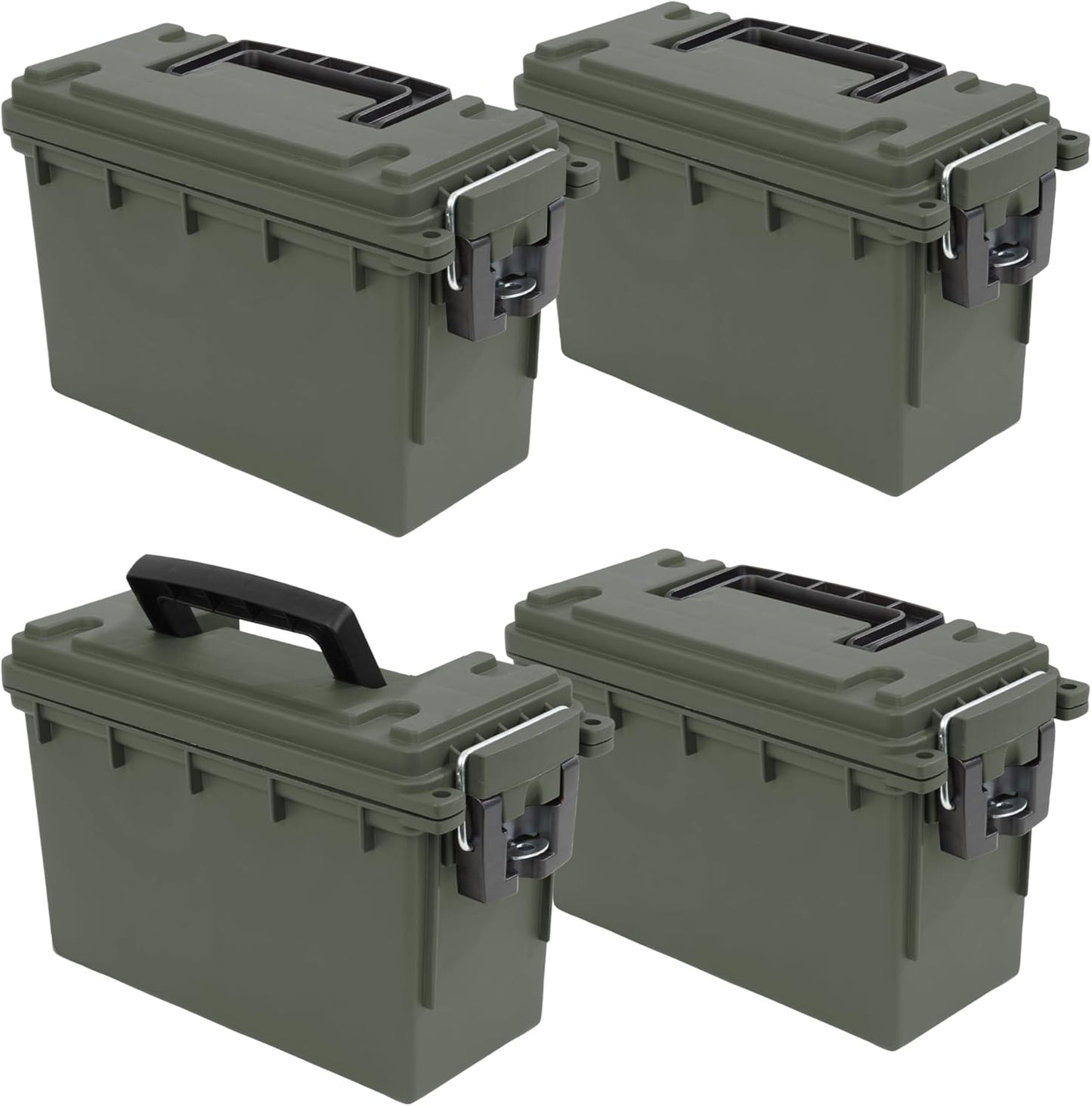 Sheffield Ammo Storage Box - Stackable .30 Cal Field Boxes | Water & Dust Resistant, Lockable, Green, 4-Pack