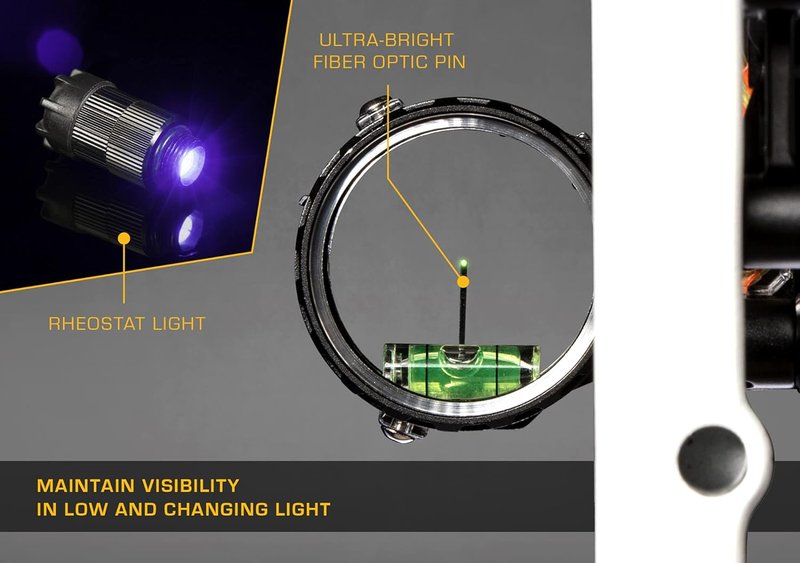 Trophy Ridge React One Pro Bow Sight - Precision Accuracy Up to 100 Yards | Tool-Less Adjustability & Click Light