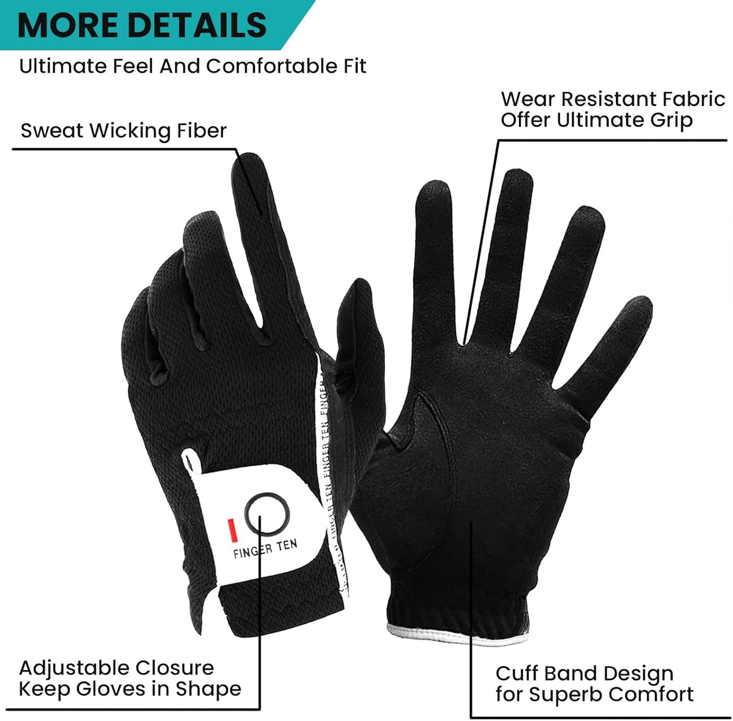 Golf Gloves for Men - All-Weather RainGrip Design | Right & Left Hand Options in Sizes S-XXXL