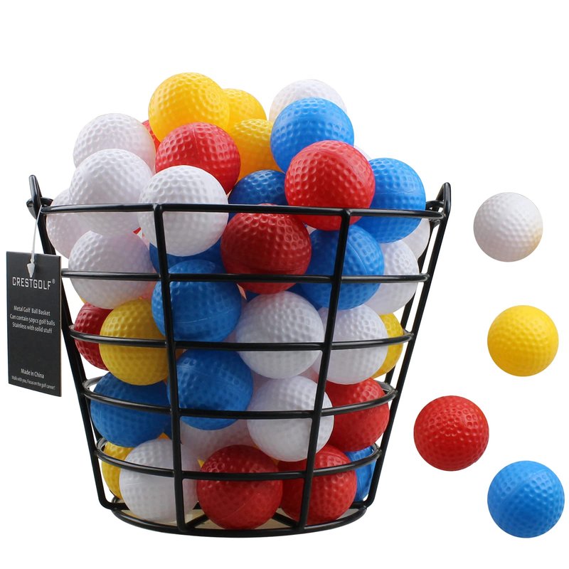 Crestgolf 2PCS Stainless Metal Golf Basket Golf Ball Container Ball Bucket (2 Pack)