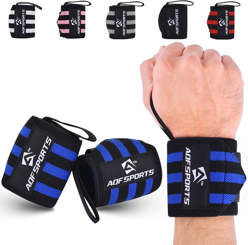 AQF Wrist Wraps - 18" Heavy Duty Weightlifting Wrist Support with Thumb Loop | Ideal for Powerlifting & Bodybuilding (Pair)