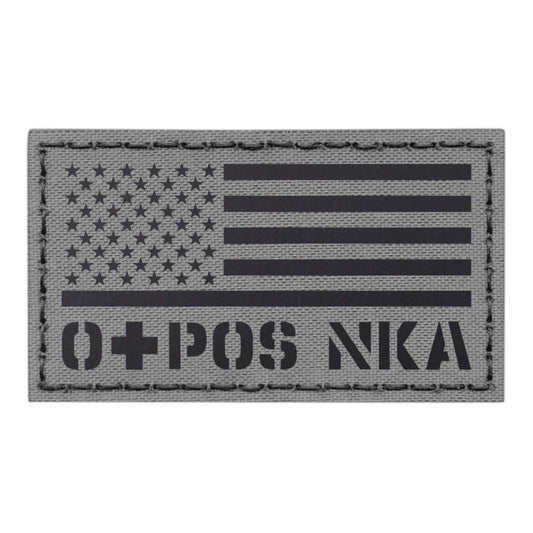 IR USA Flag OPOS O+ Blood Type Wolf Gray Grey NKA NKDA Infrared Tactical Morale Fastener Patch