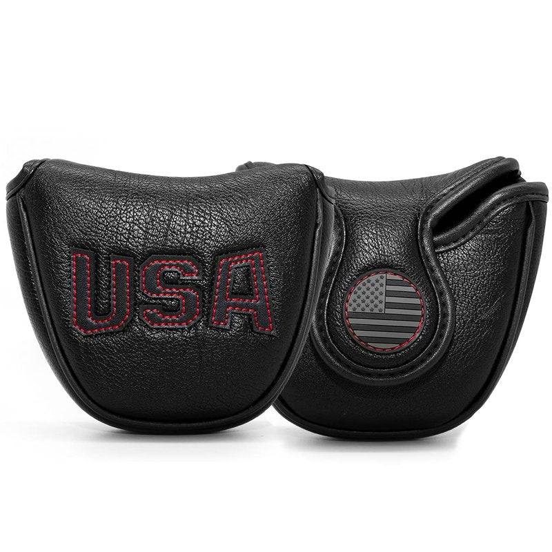 Premium PU Leather Mallet Putter Cover, Putter Head Cover, Mallet Putter Headcover Magnetic fits Odyssey Two Ball, Stroke Lab, Red O Works - Golf Club Head Covers Protect Golf Clubs