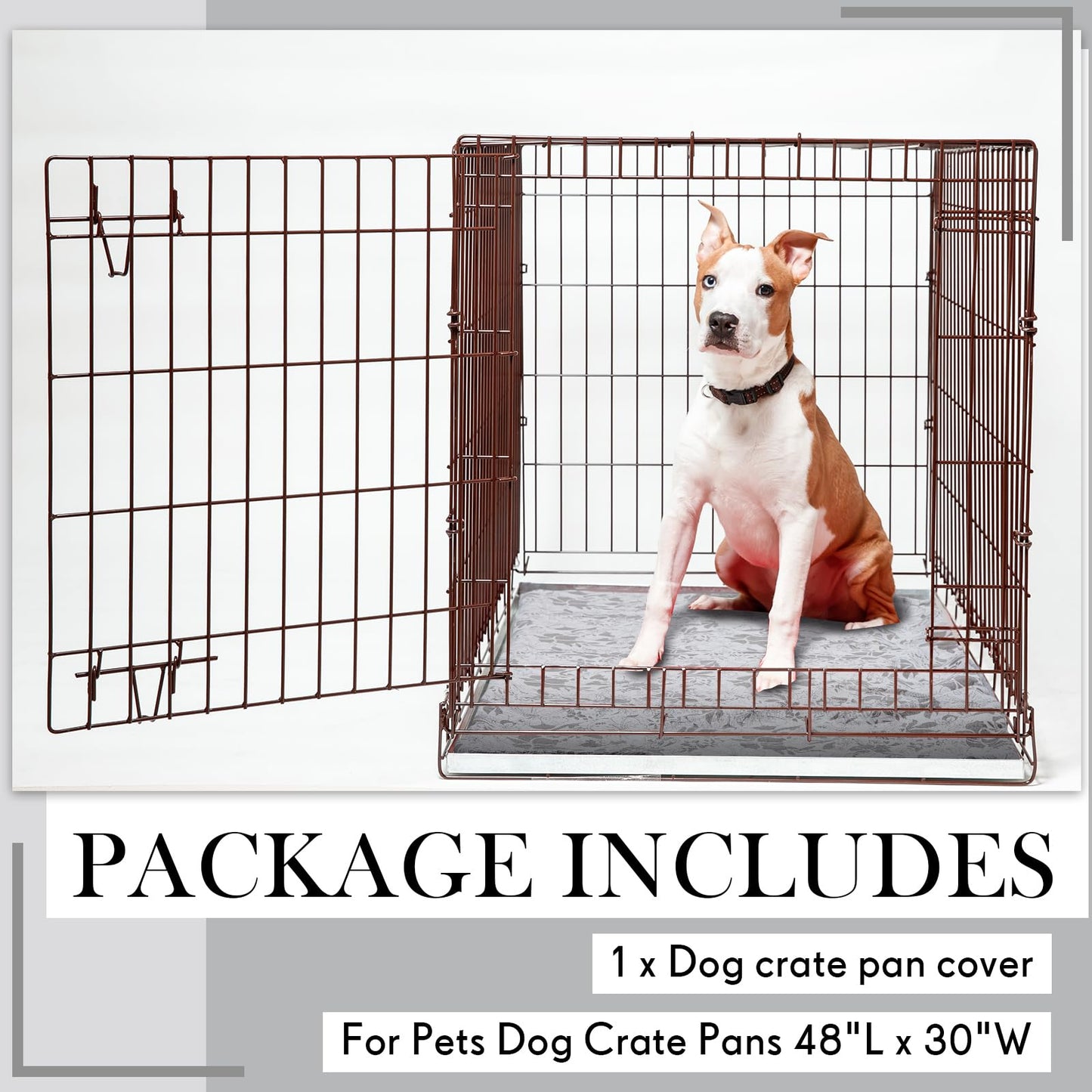 VitalCozy 48 x 30 Inch Dog Crate Pan Cover Washable Dog Kennel Tray Replacement Bed Liner for Pets Crate Tray, Pan Cover Only
