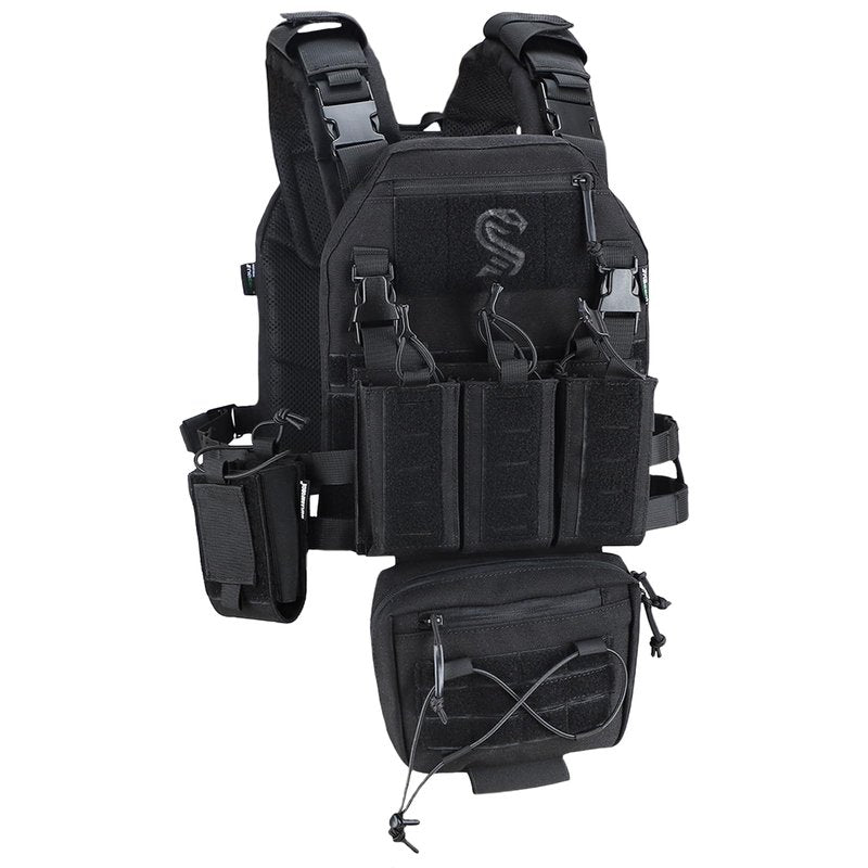 MGFLASHFORCE Tactical Airsoft Vest for Men, Molle Modular Design, 1000D Nylon, Drop Pouch Radio Pouch Included