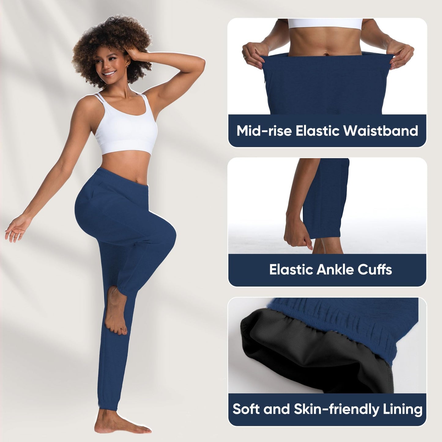 MERIDIANA Sweatpants Women Joggers Scuba-Inspired 4-Way Stretch Air Layer Lightweight High Waisted Tummy Control Yoga Athletic Pants
