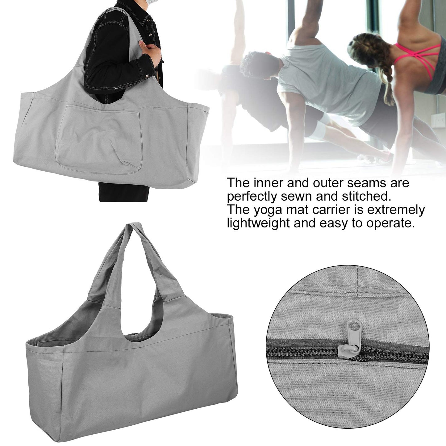 Donfafecuer Large Yoga Mat Carrier, Yoga Mat Bag Large Capacity, Yoga Bags And Carriers Fits All Your Stuff, Yoga Accessories For Women Light And Durable (Gray)