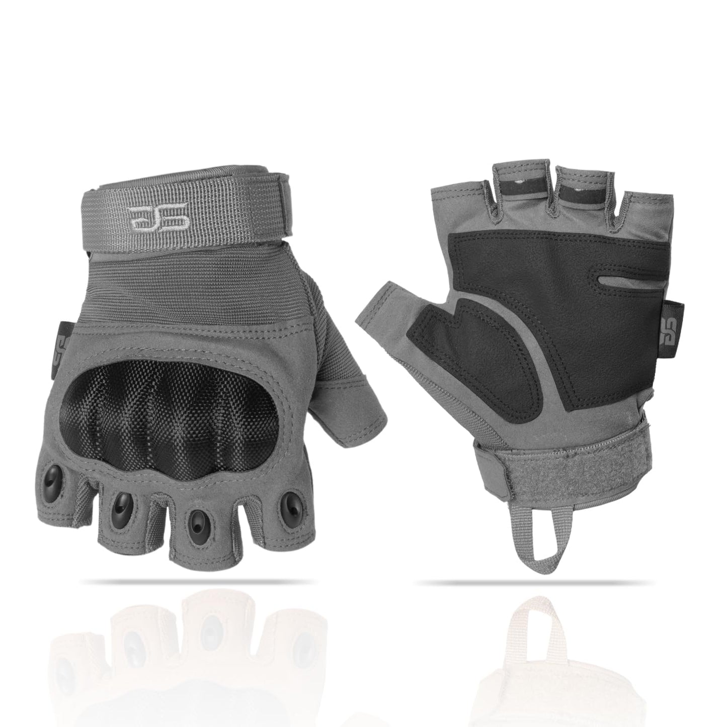 Glove Station The Outdoor - Fingerless Knuckle Gloves for Men - Motorcycle Gloves for Airsoft, Hunting, Work and Hiking - Gray, Medium