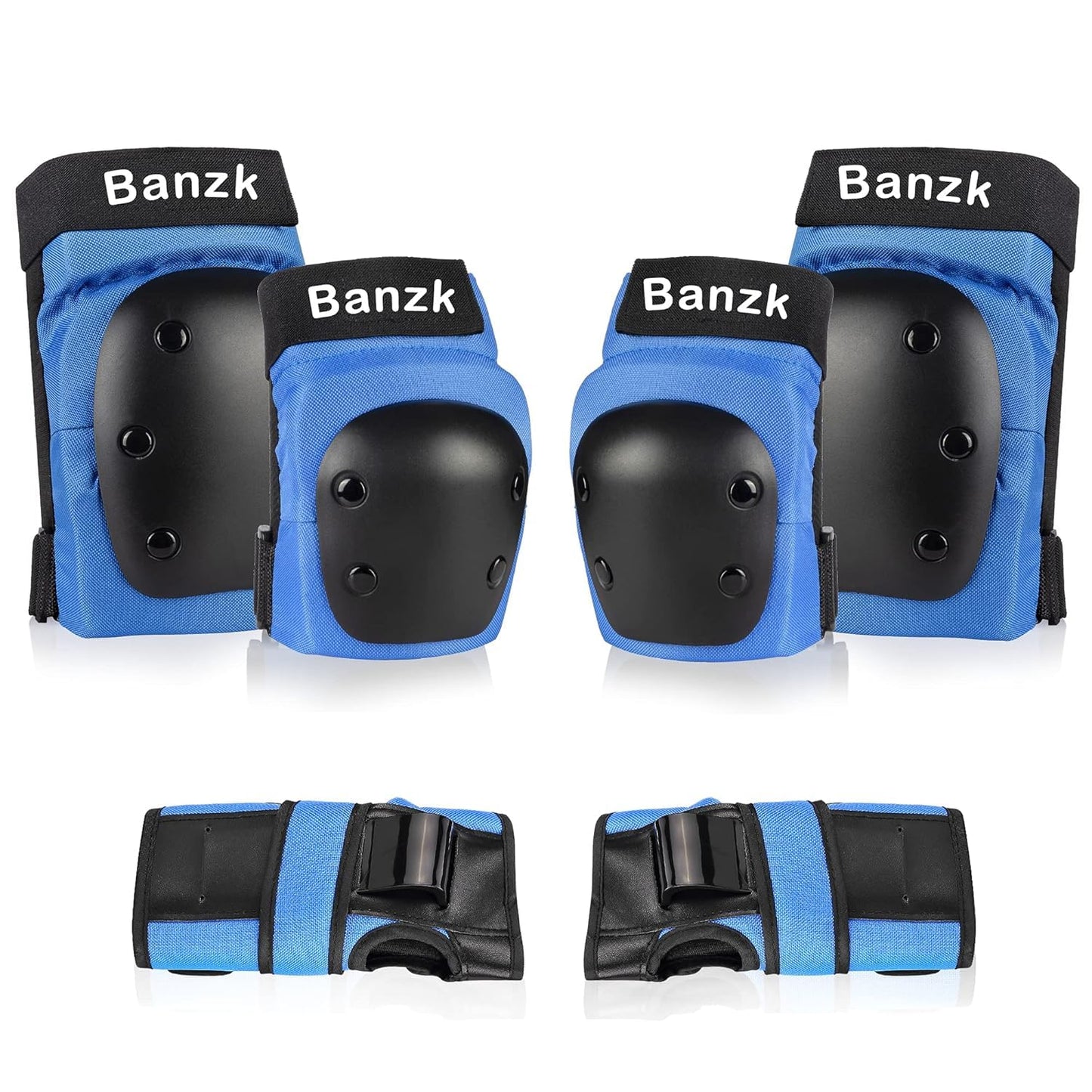 Protective Gear Set - 6 in 1 Knee Pads, Elbow Pads & Wrist Guards for Skateboarding, Biking & Outdoor Sports - Blue | Size M