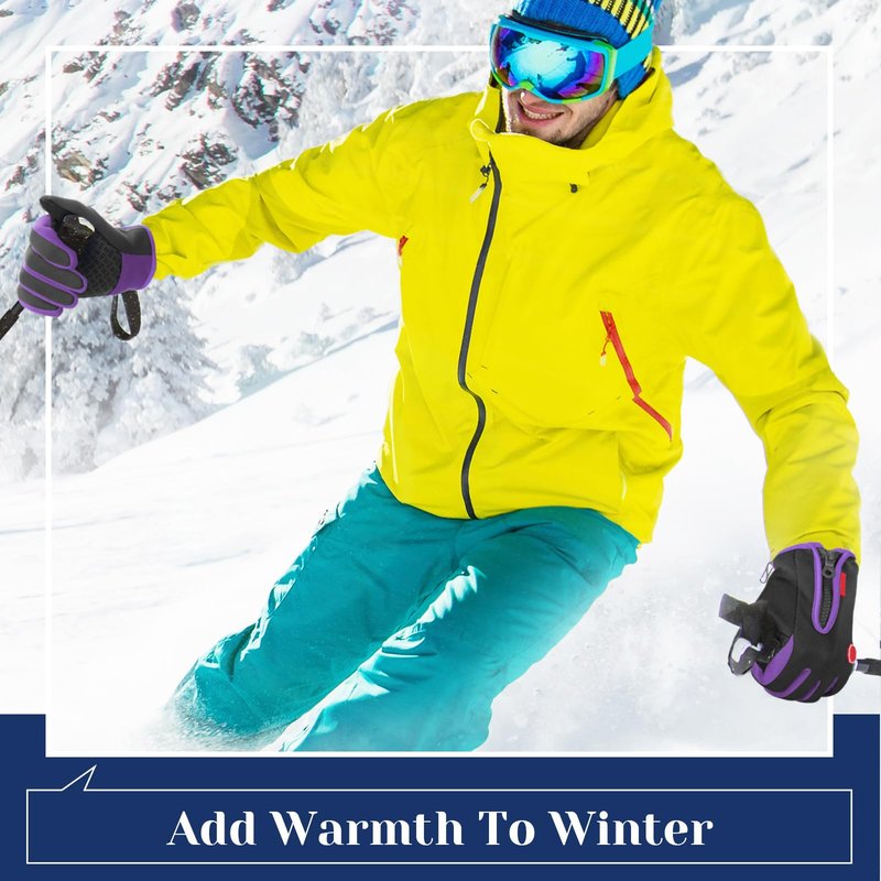 Zhanmai 3 Pairs 3/6 Pairs Outdoor Winter Touchscreen Gloves Windproof Waterproof Thermal Gloves for Running Hiking for Men Women (Medium,Black,Purple,Pink)