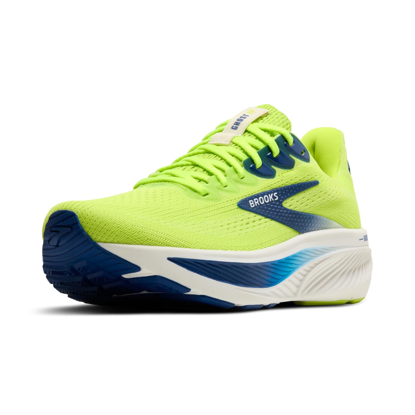 Brooks Men’s Ghost 17 Neutral Running Shoe - Acid Lime/Navy/White - 8.5 Medium