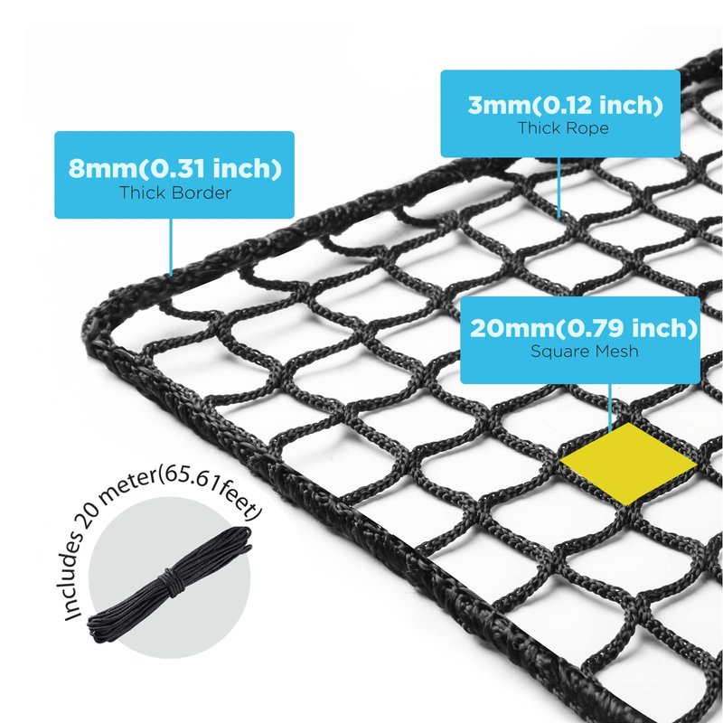 Practice Golf Nets - Ideal for Golf, Hockey, Baseball - Sports Netting, Impact Equipment - Perfect for Backyard Driving, Chipping, Hitting, Pitching Simulators (Black, 10x10 Feet)