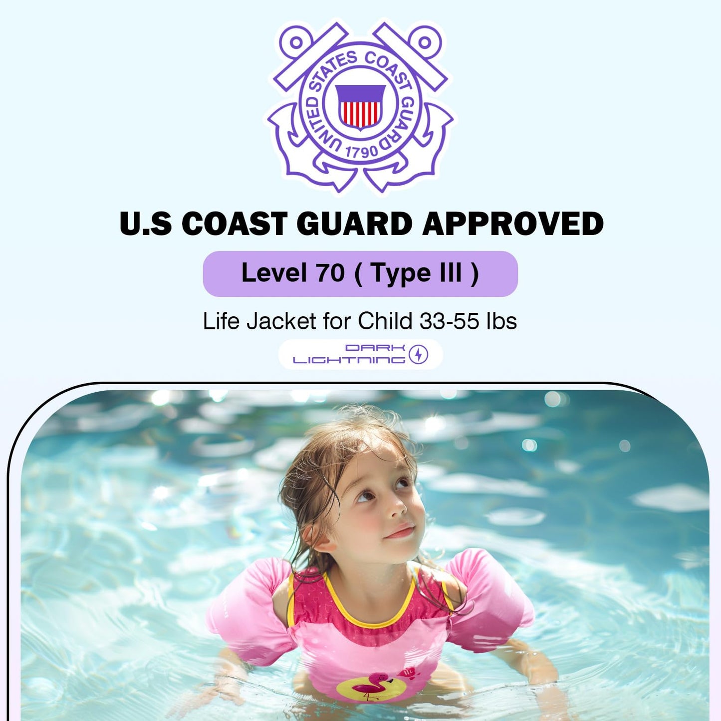 Dark Lightning Toddler Swim Vest for Kids Ages 2-7, Kids Floaties with Arm Wings, USCG Approved Pool Swim Vest for Boys Girls, 33-55 lbs (Submarine)
