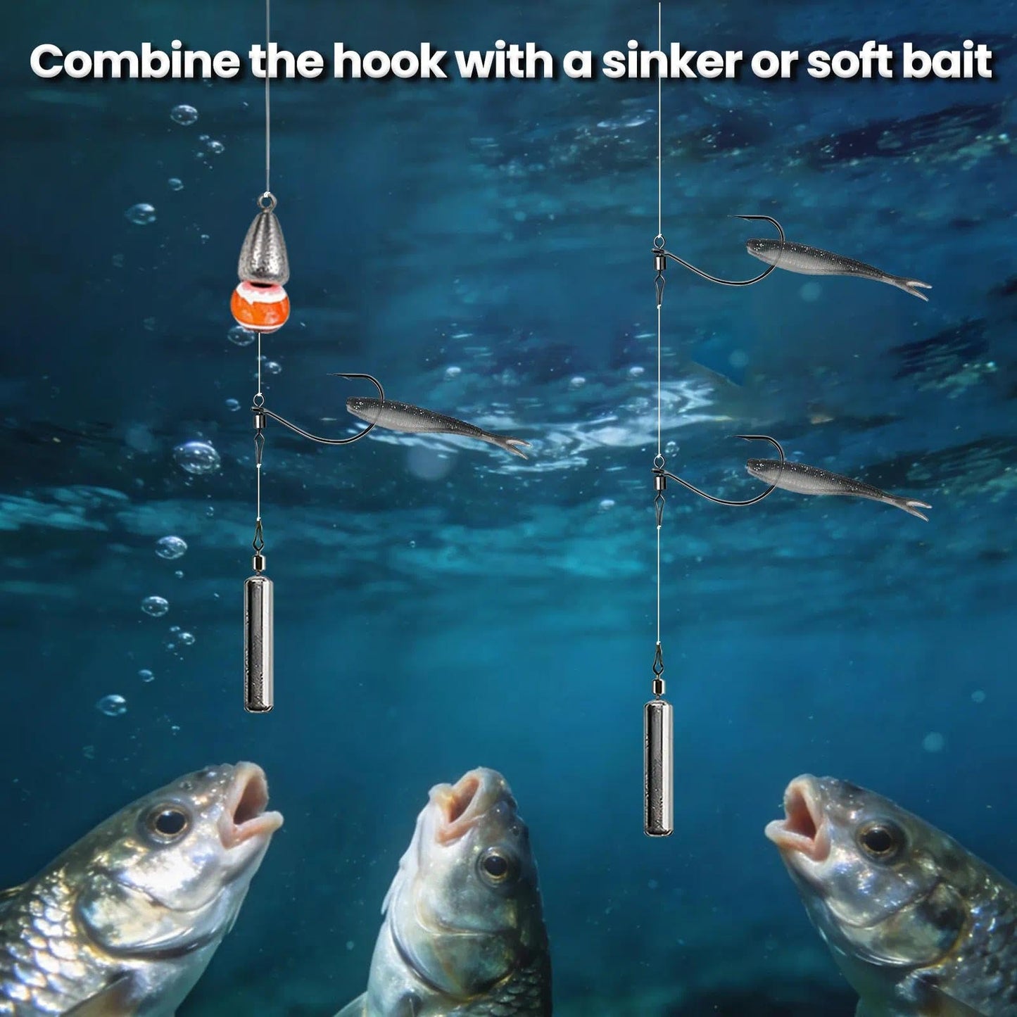FishTrip 30/60Pcs Swivel Drop Shot Hooks Kit, EWG Spin Shot Hook for Bass