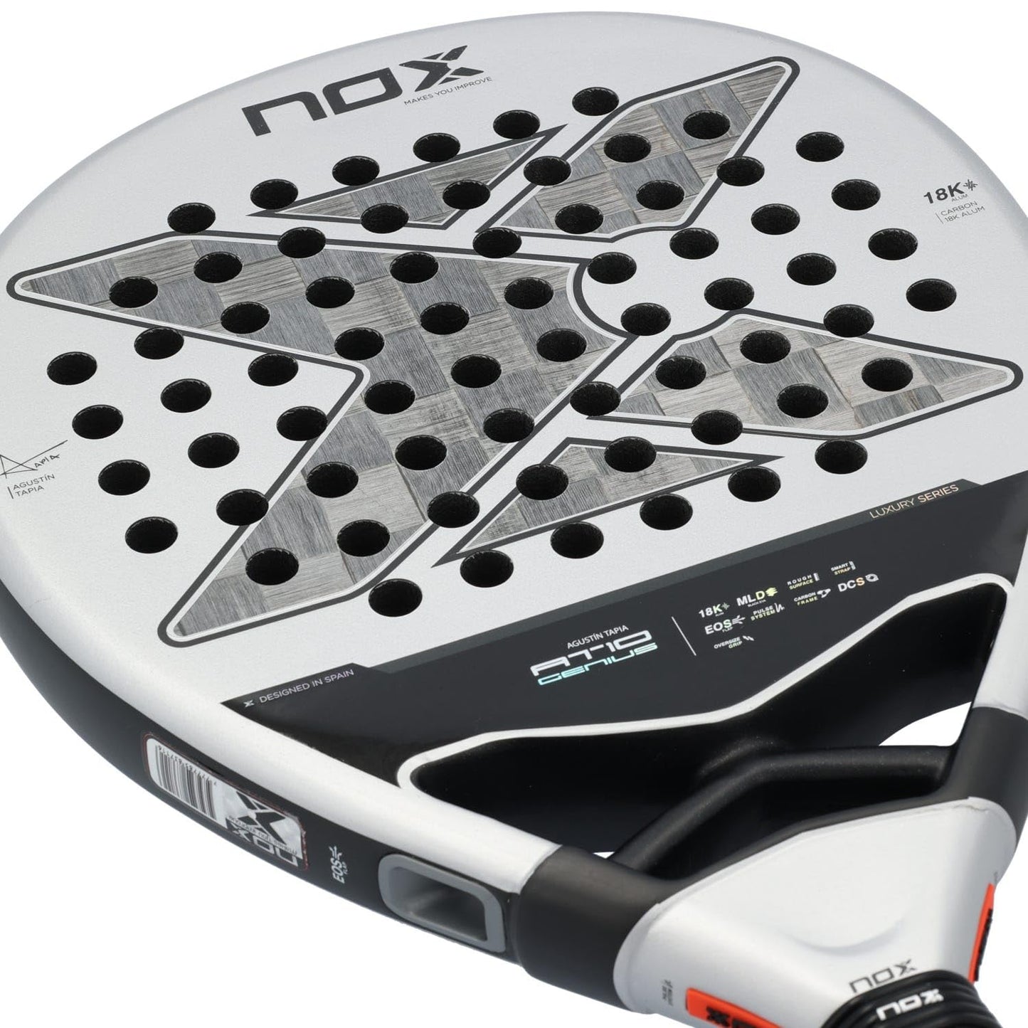 Padel Racket AT10 by Agustin Tapia 2024 | Luxury Series Teardrop Pala Padel | EOS Flap Aerodynamics & Custom Grip Technology | 18K Aluminized Carbon with MLD Black Eva Core | Advanced Pala de Padel