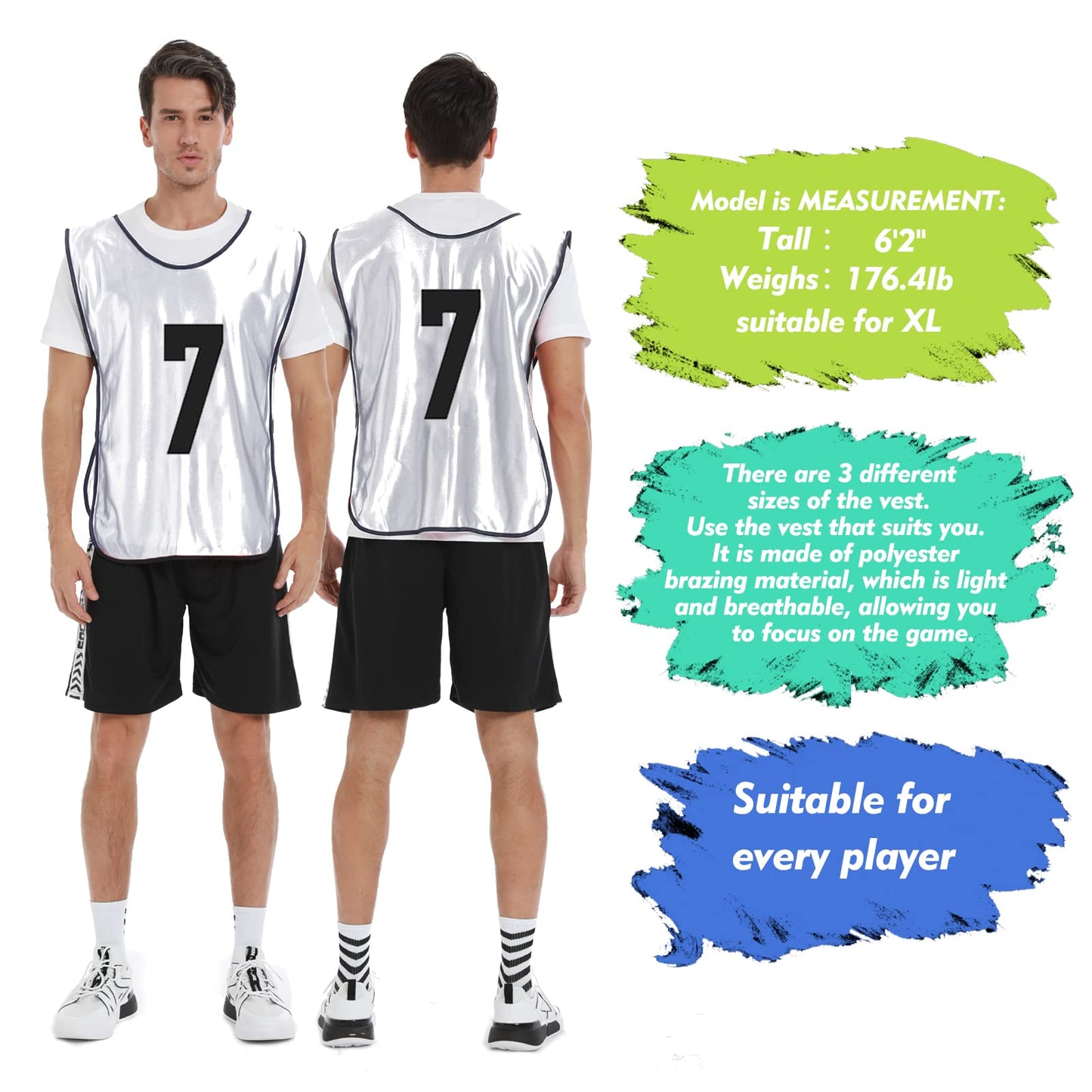 PULUOMASI 12 Pcs Team Sports Pinnies for Youth,Numbered Practice Jerseys