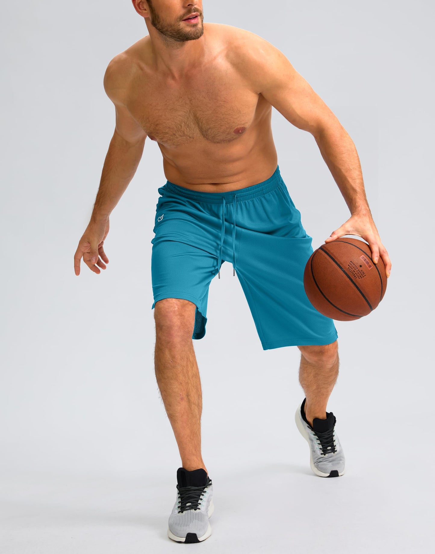 G Gradual Men's Athletic Shorts with Pockets 9" / 11" Long Basketball Shorts Lightweight Quick Dry Gym Workout Shorts for Men(Lake Blue,XXXL)