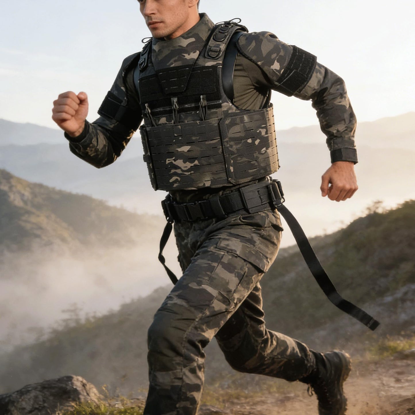 YAKEDA Tactical Training Vest -1000D Nylon Adjustable Vest with laser cut System,Full bady Outdoor Vest for Airsoft, Camping (CP)
