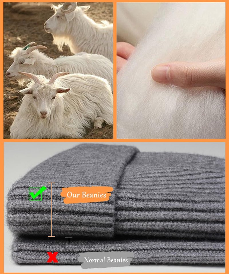 Heniho Wool Fleece Lined Fisherman Beanie for Men, Winter Warm Hats Cuffed Knit Watch Cap Trawler Hat, I