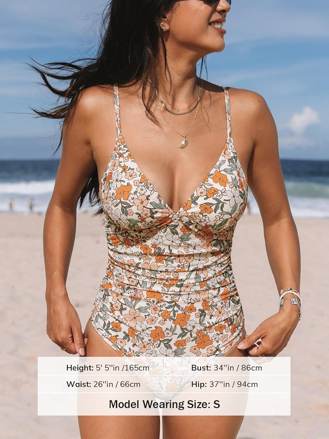 CUPSHE Women's One-Piece Swimsuit - Tummy Control V-Neck Bathing Suit in Stylish Design