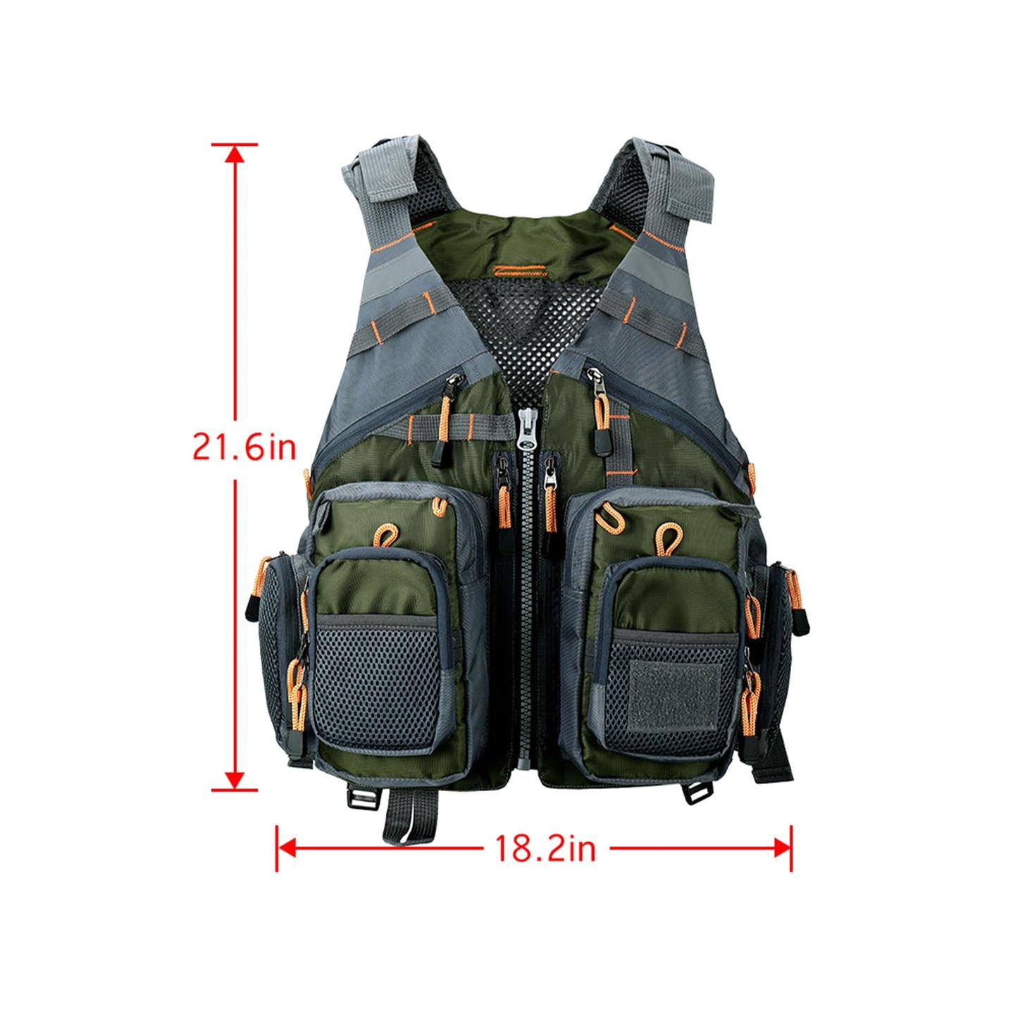 Obcursco Fly Fishing Vest Pack Adjustable for Men and Women with Breathable Mesh, Trout Fishing Gear, for Outdoors Stream Fishing (Army Green)