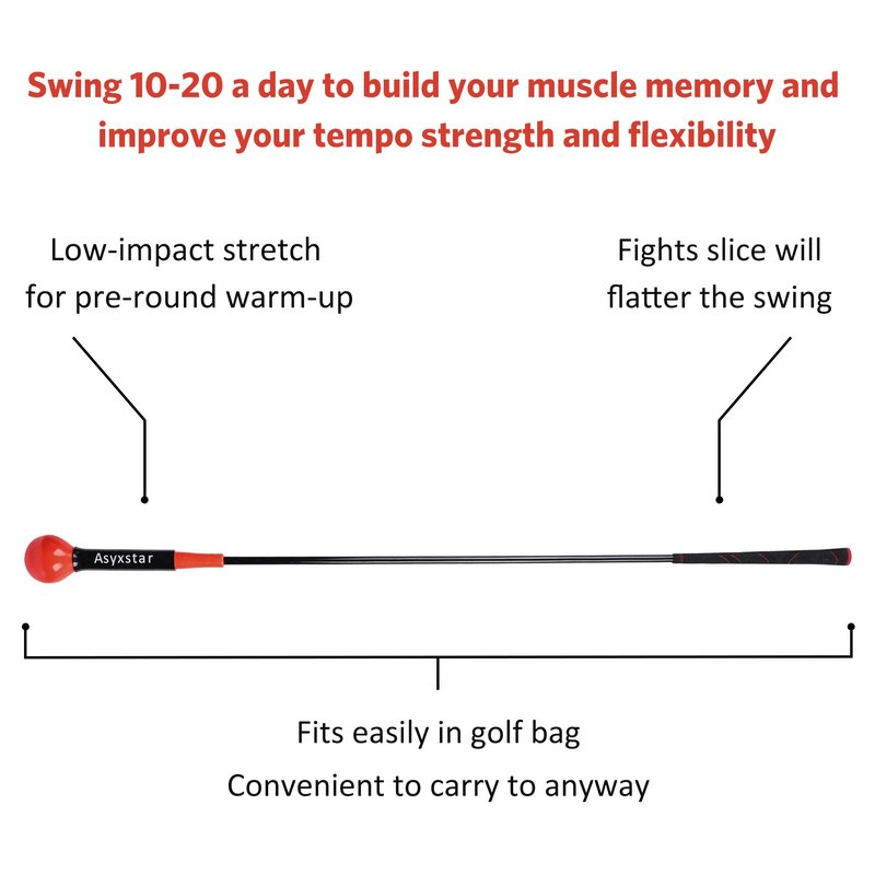 Asyxstar Golf Swing Trainer Aid - Power Flex Golf Swing Training aid for Strength and Tempo Golf Swing Speed Trainer Golf Training aid Golf Warm up Stick