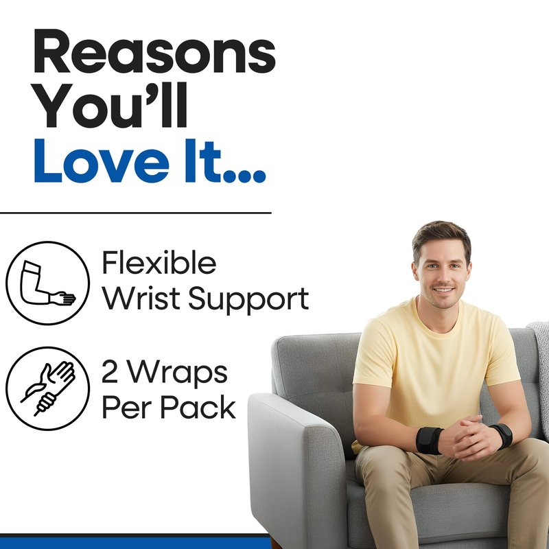 2-Pack Wrist Wraps for Wrist Tendonitis | Wrists Brace Carpal Tunnel Pain Relief | Ganglion Cyst Support or Carpal Tunnel Splint | Compression Straps for Weightlifting Women Men Left & Right Hand