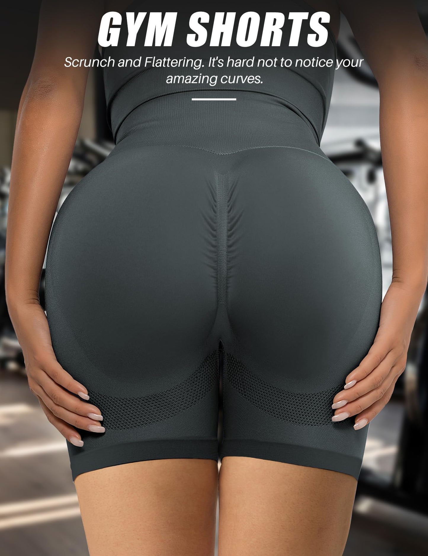 Womens Scrunch Gym Butt Lifting Seamless Shorts Yoga High-Waisted Workout Athletic Running Exercise Active Booty Shorts Squat Proof Stretchy Leggings Pants Fitness Sport Biker Spandex 5 Dark Grey