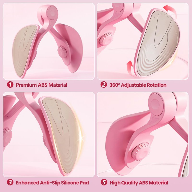 LANDYPHO Thigh Trainer [2026 Upgraded], Thigh Trainer Thigh Exerciser, Inner Thigh Exerciser, 360° Pelvic Floor Exercise Devices, Hip Trainer Kegel Excerciser, 20LB Resistance Band, Pink