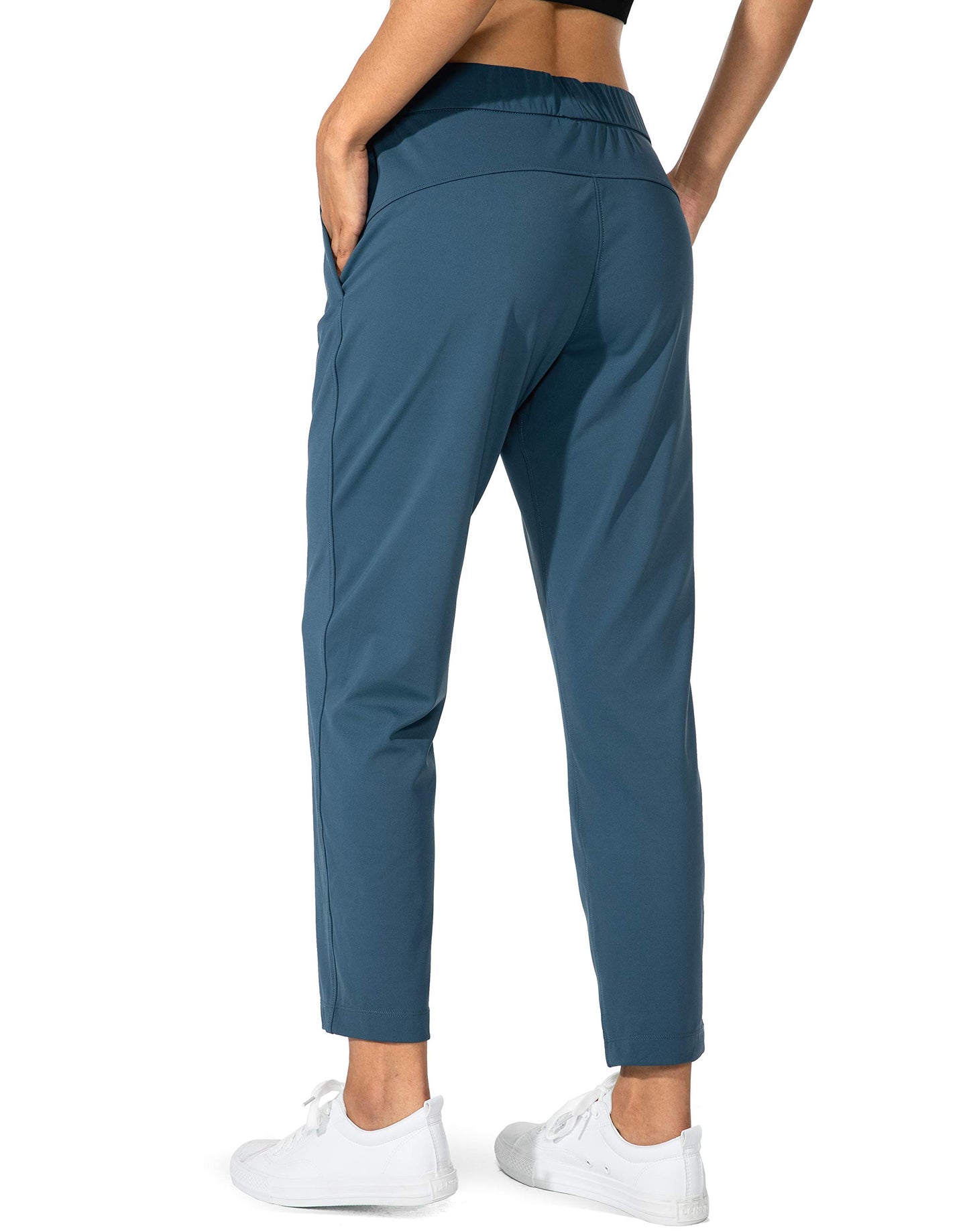 G Gradual Women's Pants with Deep Pockets 7/8 Stretch Sweatpants for Women Athletic, Golf, Lounge, Work (Indigo, Medium)