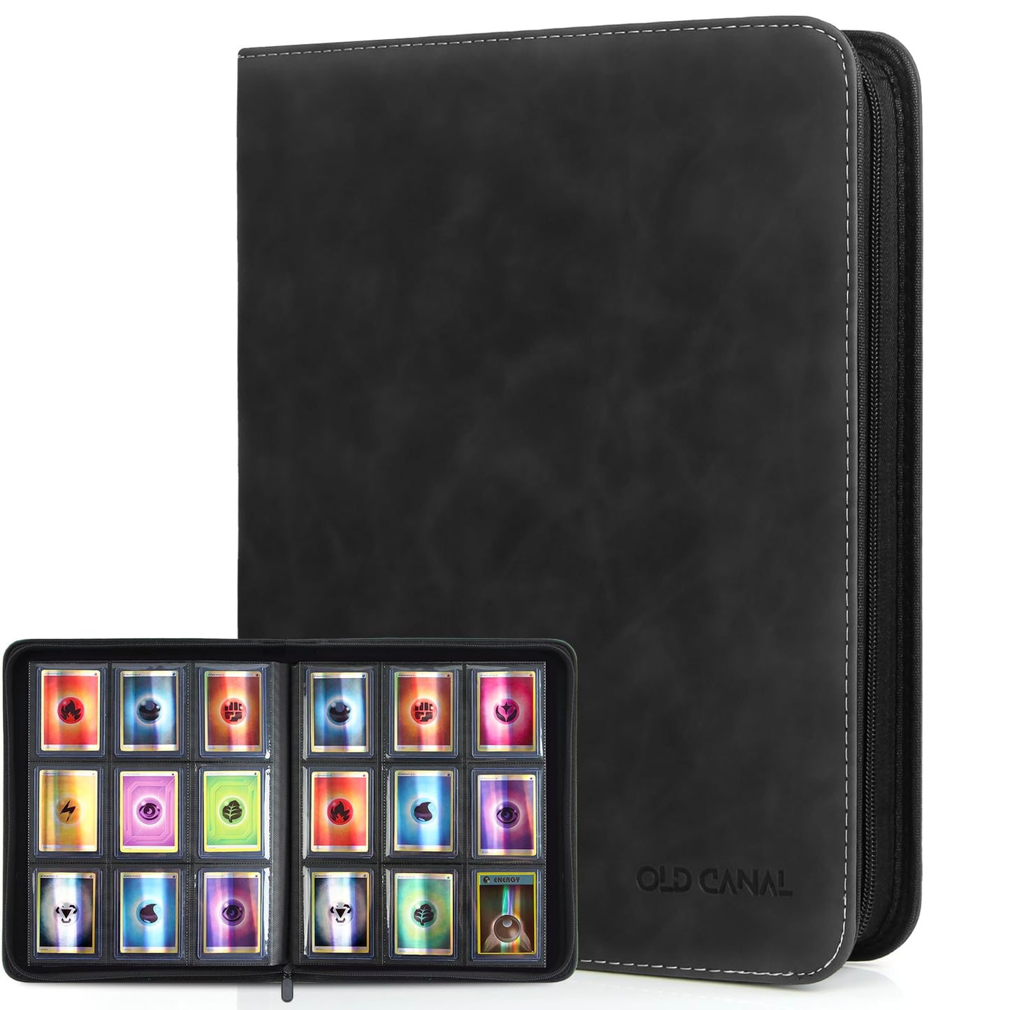 Old Canal Top Loader Binder, 4 Pockets Card Binder Holds 112 Top Loaders, Premium Trading Card Collection Holder, Top Loader Storage Album for TCG, Sports Cards, Black (FOR TOP LOADERS ONLY)