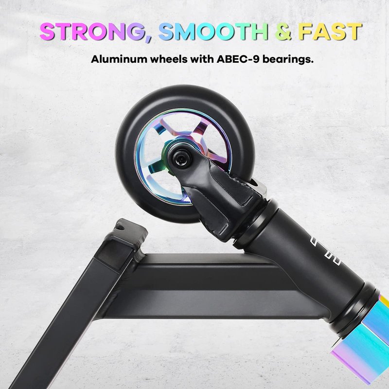 V2 Pro Trick Scooters, Stunt Scooter for Kids Ages 6-12 Years and Teens - Complete Beginner and Intermediate Freestyle BMX Scooter (Neo)