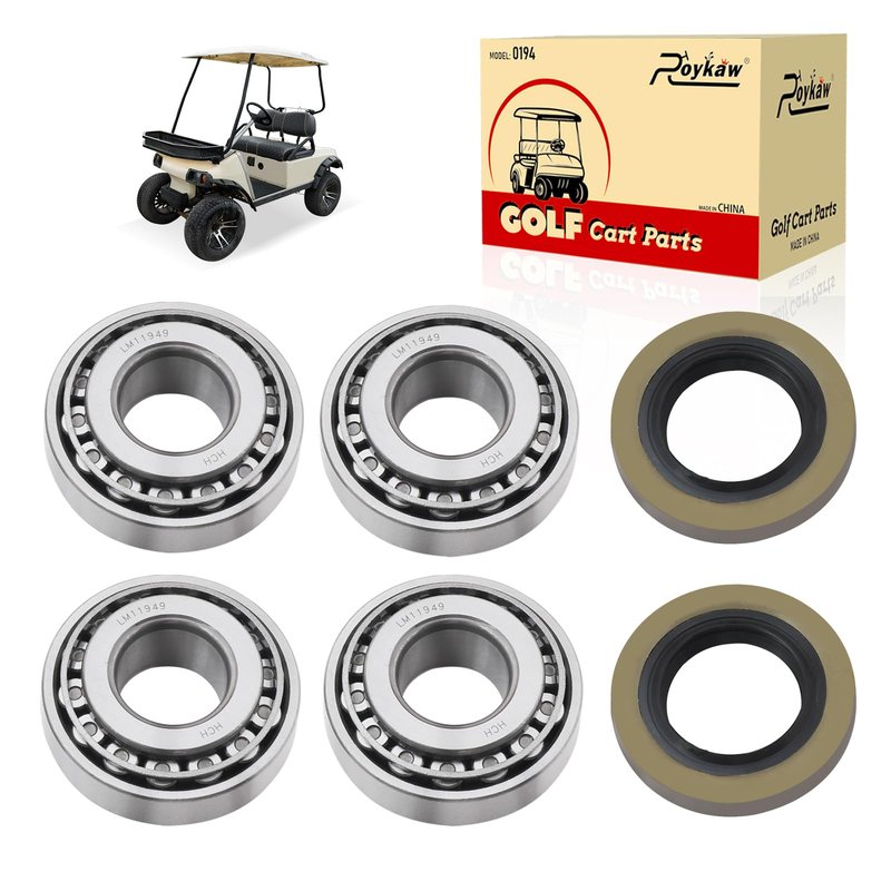 Roykaw Golf Cart Front Wheel Bearings Hub and Oil Seals Kit Compatible with Club Car DS/Carryall 1982-2002 Models, Replaces OEM# 1011393, 1013135