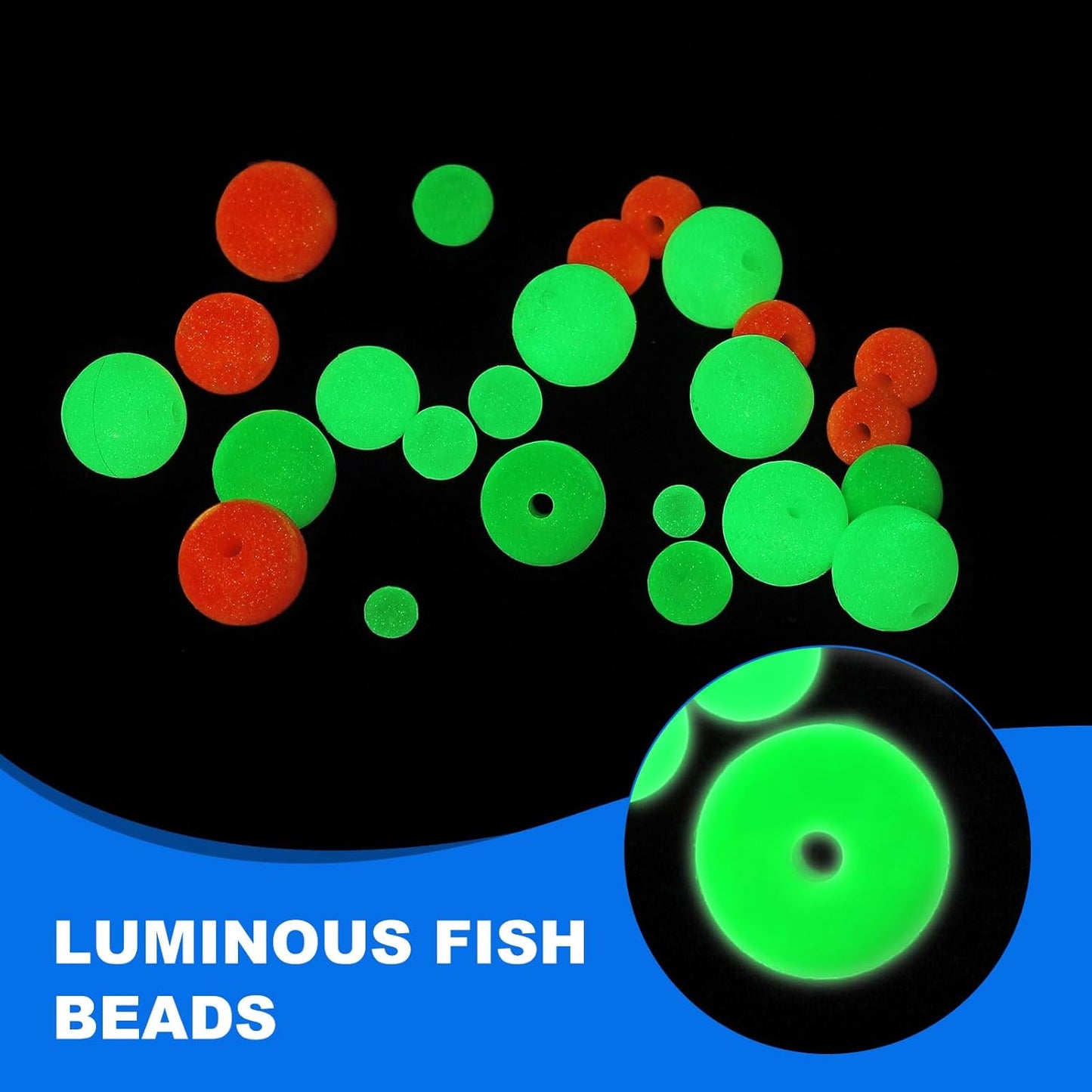 Glow Fishing Beads - Soft Plastic Bait Eggs for Lure Rigs | Saltwater & Freshwater Use