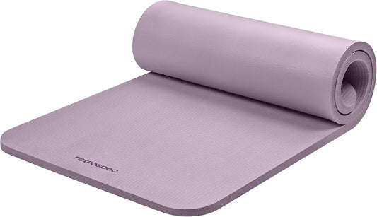 Retrospec Solana Yoga Mat - 1" Thick Non-Slip Exercise Mat for Home Yoga, Pilates & Fitness | Includes Nylon Strap