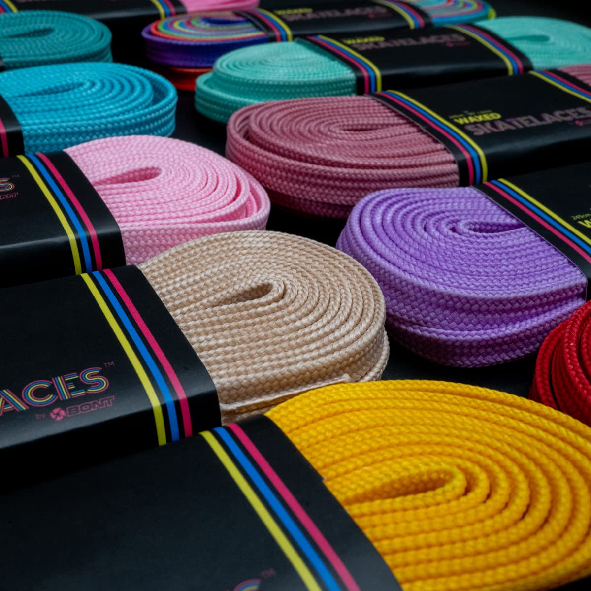 Bont Skates Waxed Laces - 6mm & 8mm - 47" 71" 79" 96" 108" - Tickle Blue (6mm Wide / 79 inch / 200 cm)