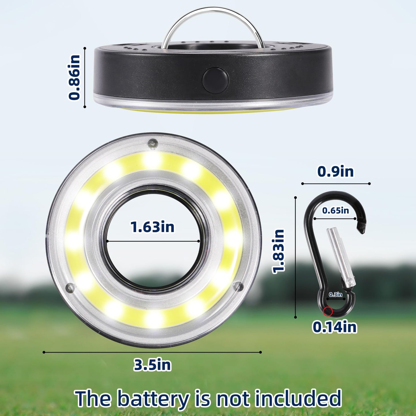 Kailund Golf Hole Lights 5 Pack - Led Light with Carabiner, Light Up Glow Hole for Night Play, Luminous Glow Golf Cup Lights for Putting Green Flags and Poles