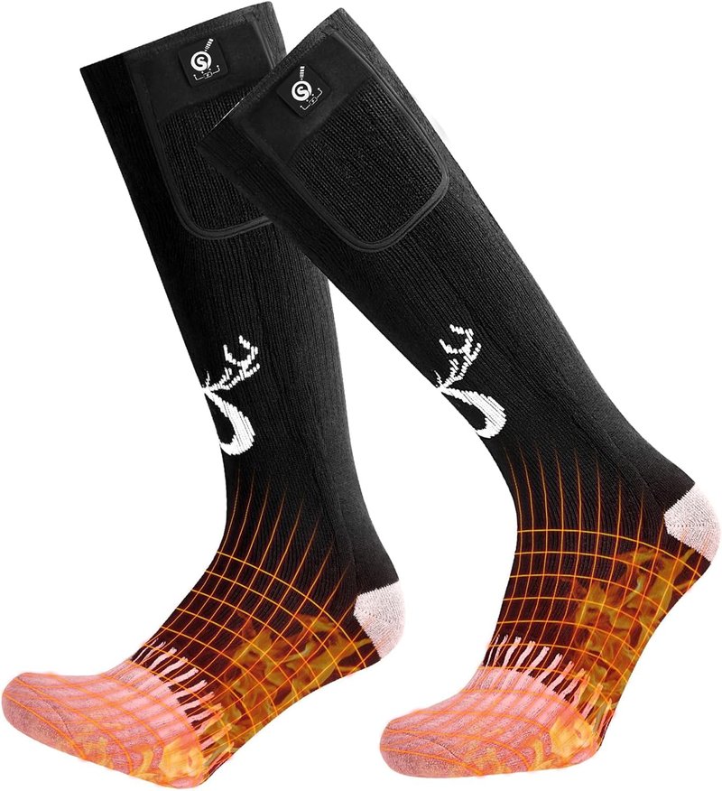 SNOW DEER Heated Socks,Electric Rechargeable Battery Heating Foot Warmer for Men Women,Winter Ski Hunting Camping Hiking Riding Motorcycle(M)